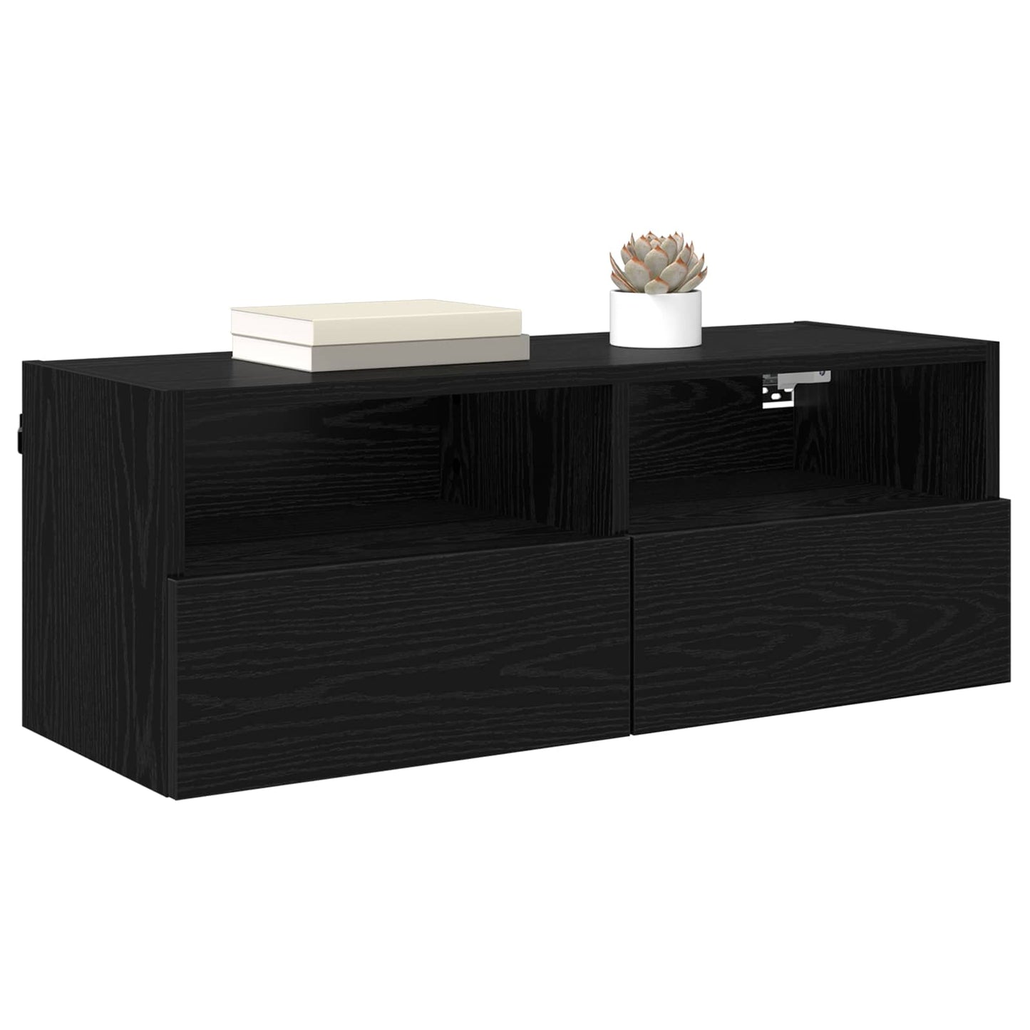 vidaXL TV Wall Cabinet Black Oak 80 x 30 x 30 cm Engineered Wood