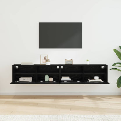vidaXL TV Wall Cabinets Wall-mounted 2 pcs Black Oak 80 x 30 x 30 cm