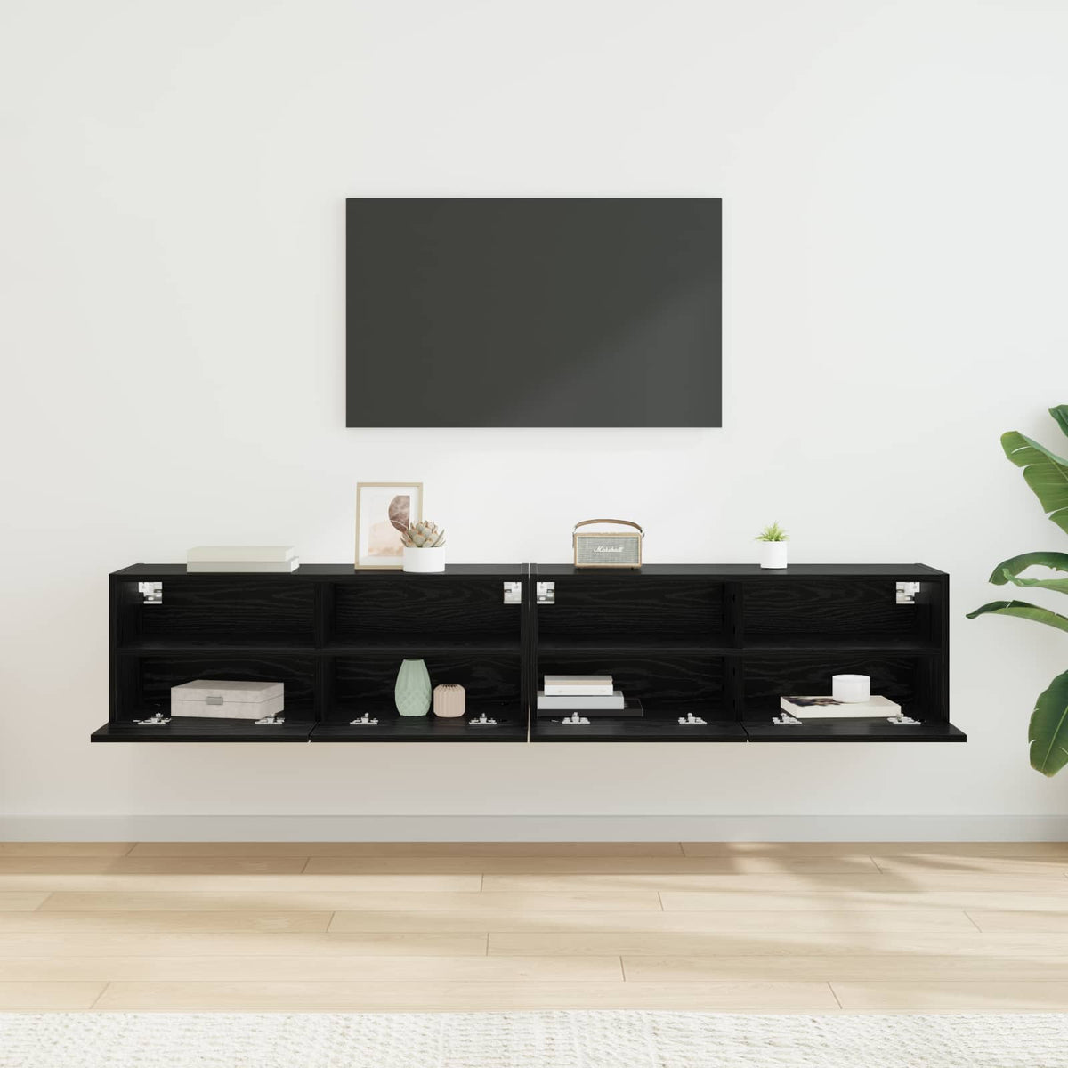 vidaXL TV Wall Cabinets 2 pcs Black Oak Engineered Wood