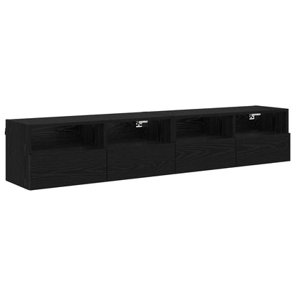 vidaXL TV Wall Cabinets Wall-mounted 2 pcs Black Oak 80 x 30 x 30 cm