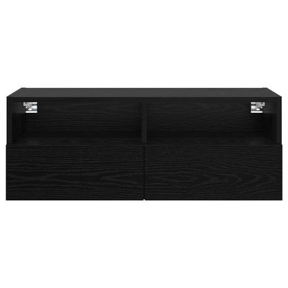 vidaXL TV Wall Cabinets Wall-mounted 2 pcs Black Oak 80 x 30 x 30 cm