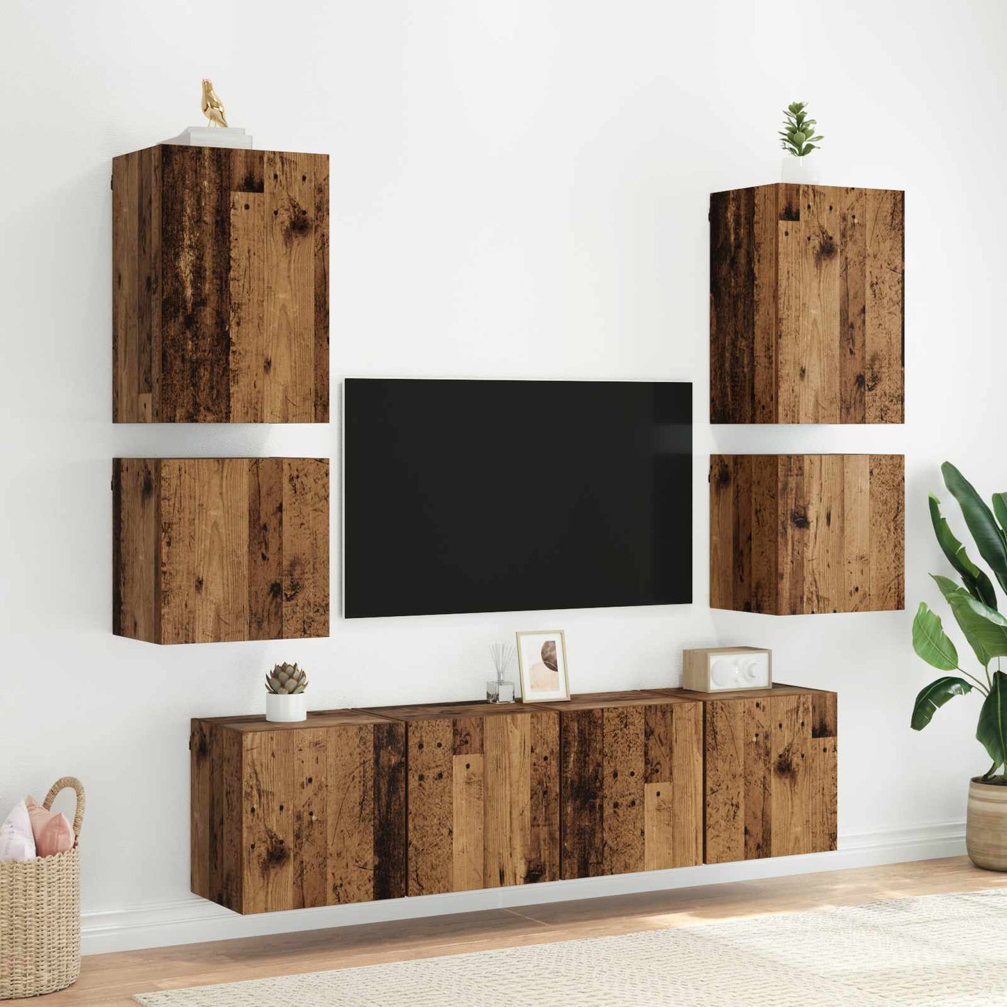 vidaXL TV Wall Cabinet Old Wood 40.5x30x40cm Engineered Wood
