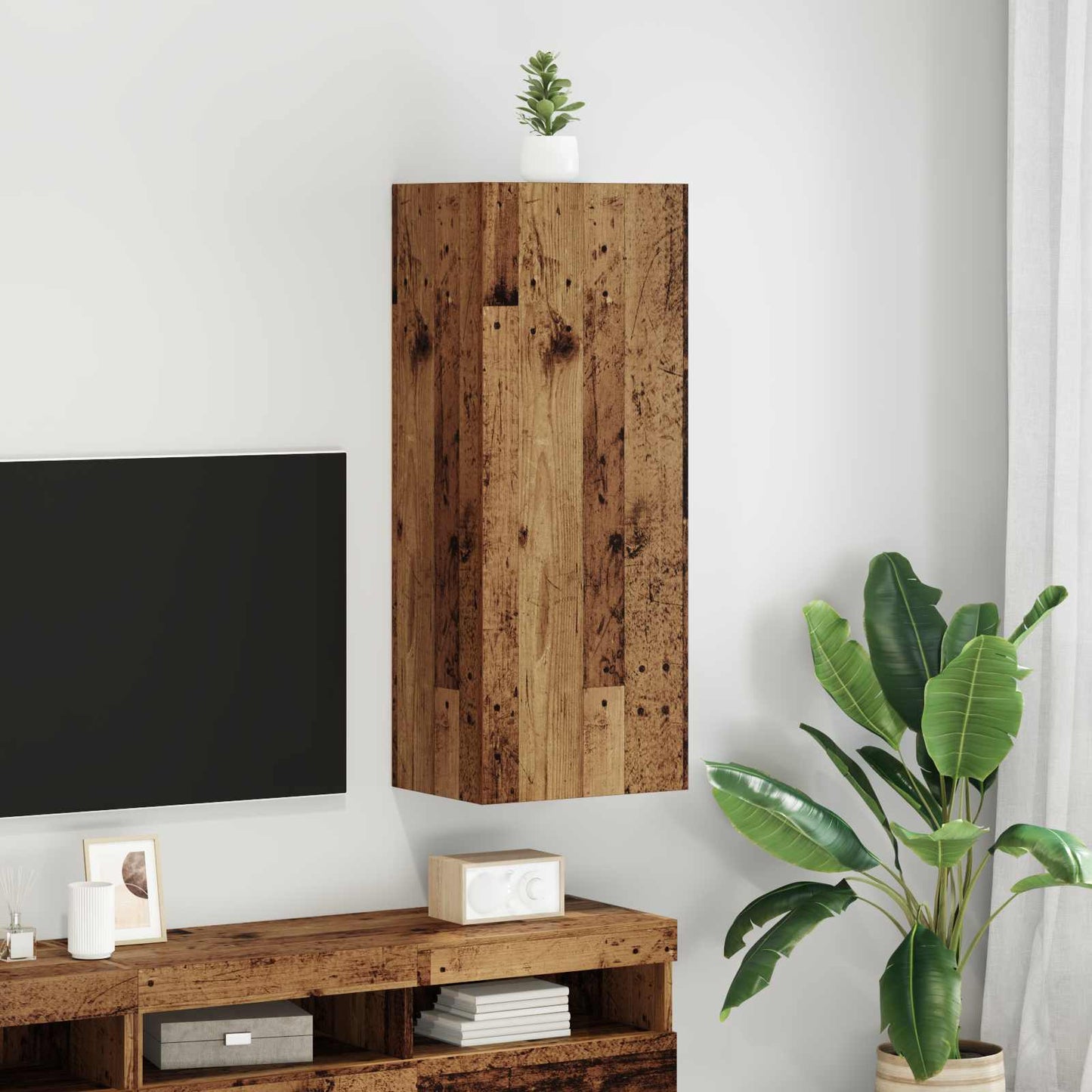 vidaXL TV Wall Cabinet Old Wood 40.5 x 30 x 102 cm Engineered Wood