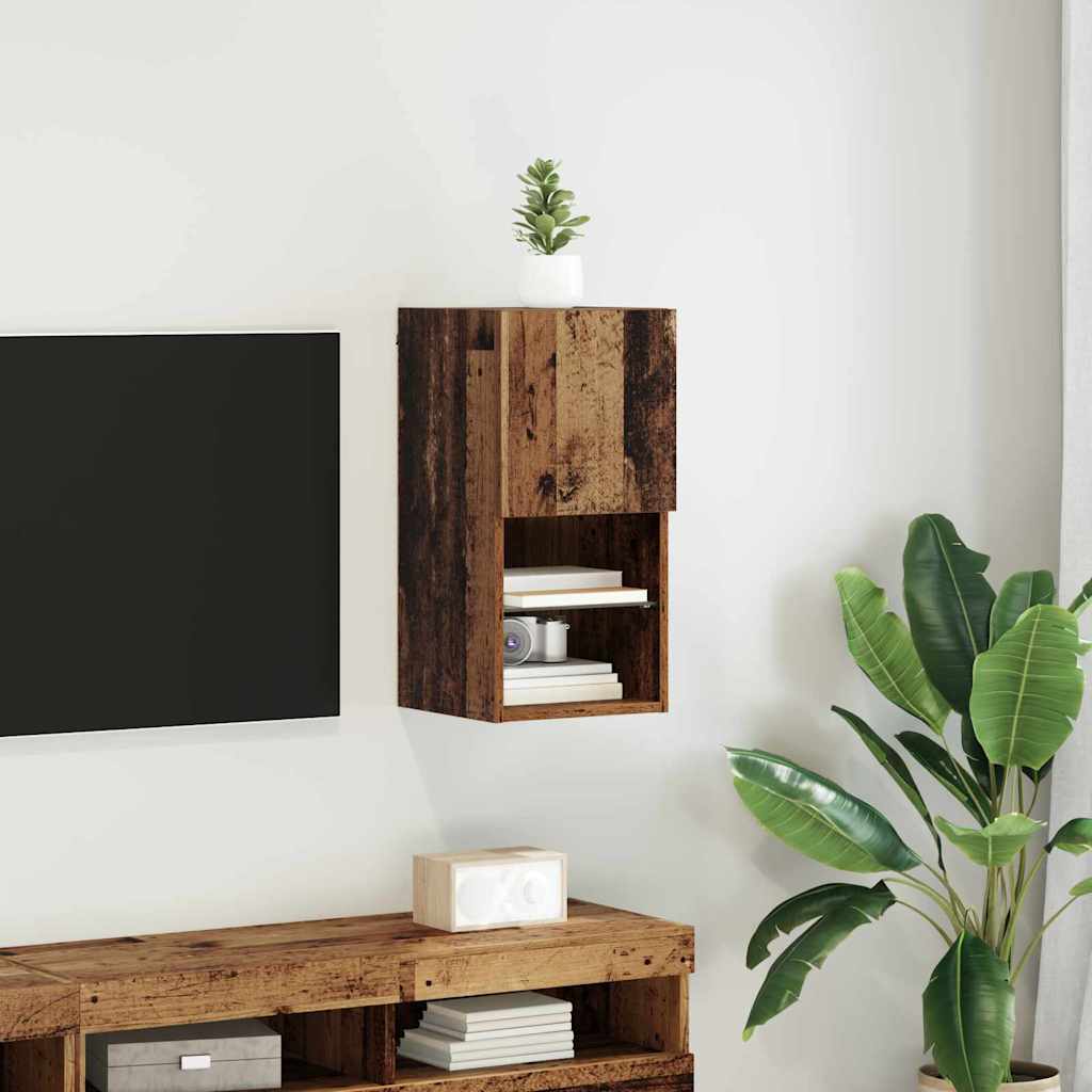 vidaXL Wall-mounted TV Cabinet with LED Old Wood 30.5 x 30 x 60 cm
