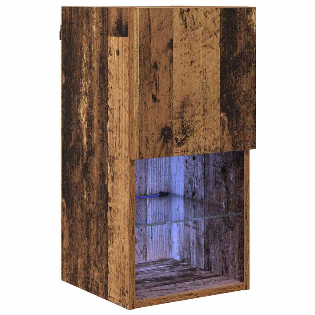 vidaXL Wall-mounted TV Cabinet with LED Old Wood 30.5 x 30 x 60 cm