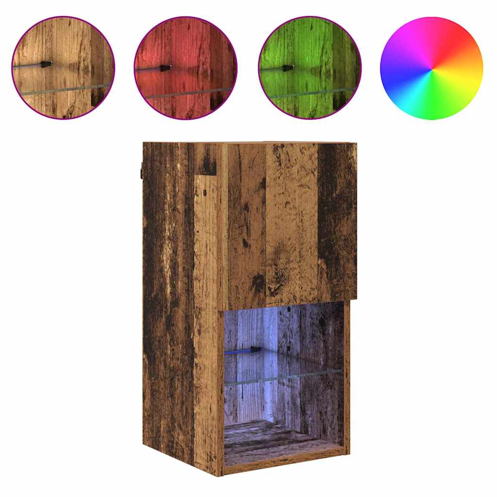vidaXL Wall-mounted TV Cabinet with LED Old Wood 30.5 x 30 x 60 cm