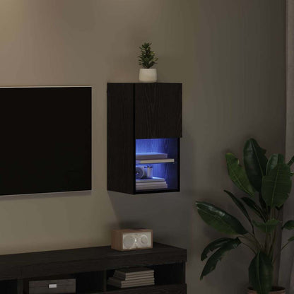 vidaXL Wall-mounted TV Cabinet with LED Black Oak 30.5 x 30 x 60 cm