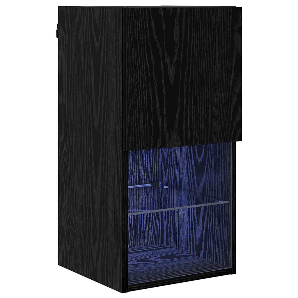 vidaXL Wall-mounted TV Cabinet with LED Black Oak 30.5 x 30 x 60 cm
