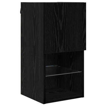 vidaXL Wall-mounted TV Cabinet with LED Black Oak 30.5 x 30 x 60 cm