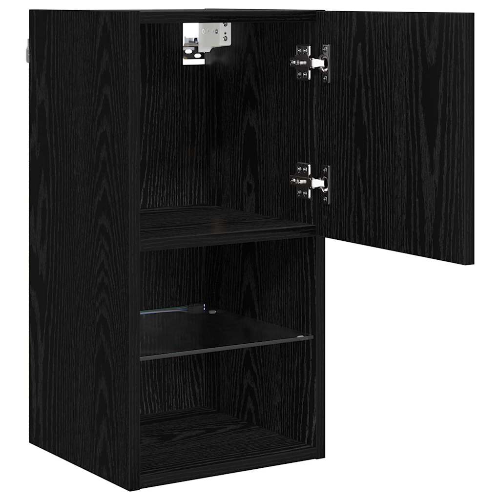 vidaXL Wall-mounted TV Cabinet with LED Black Oak 30.5 x 30 x 60 cm