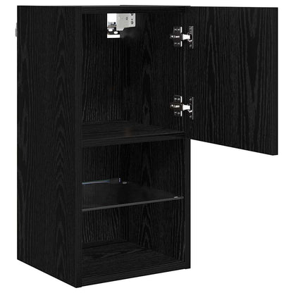 vidaXL Wall-mounted TV Cabinet with LED Black Oak 30.5 x 30 x 60 cm