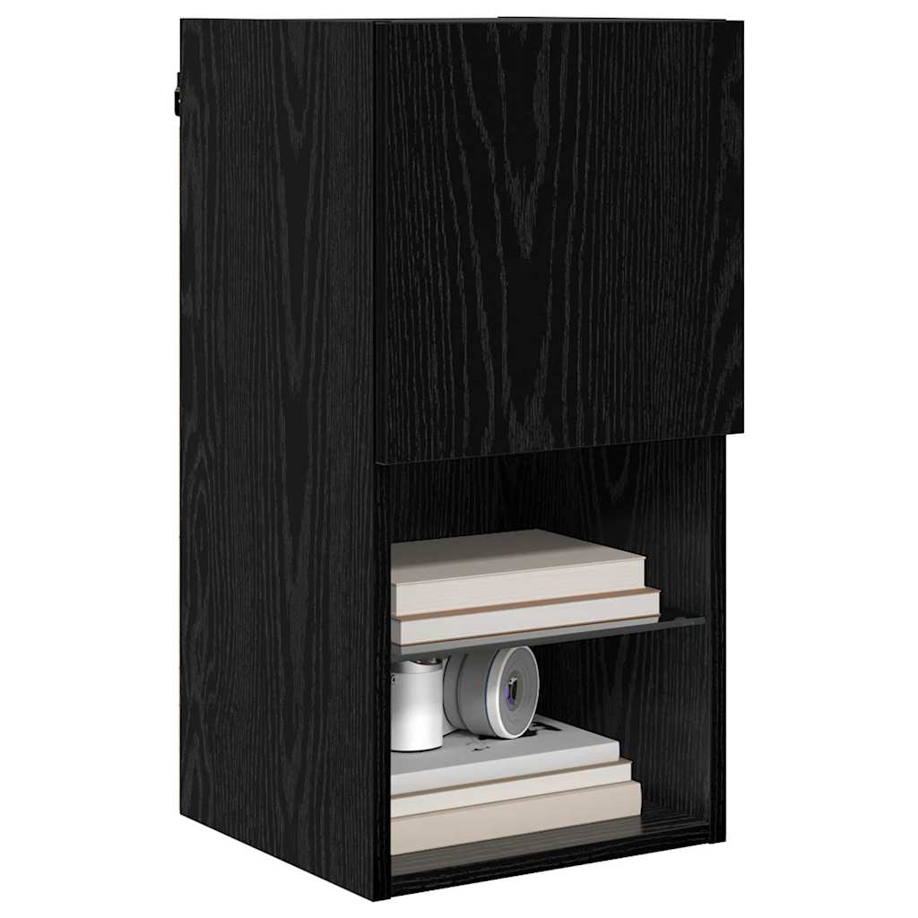 vidaXL Wall-mounted TV Cabinet with LED Black Oak 30.5 x 30 x 60 cm