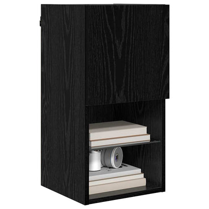 vidaXL Wall-mounted TV Cabinet with LED Black Oak 30.5 x 30 x 60 cm