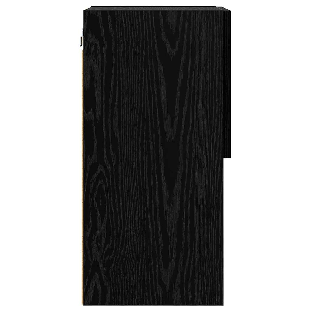 vidaXL Wall-mounted TV Cabinet with LED Black Oak 30.5 x 30 x 60 cm