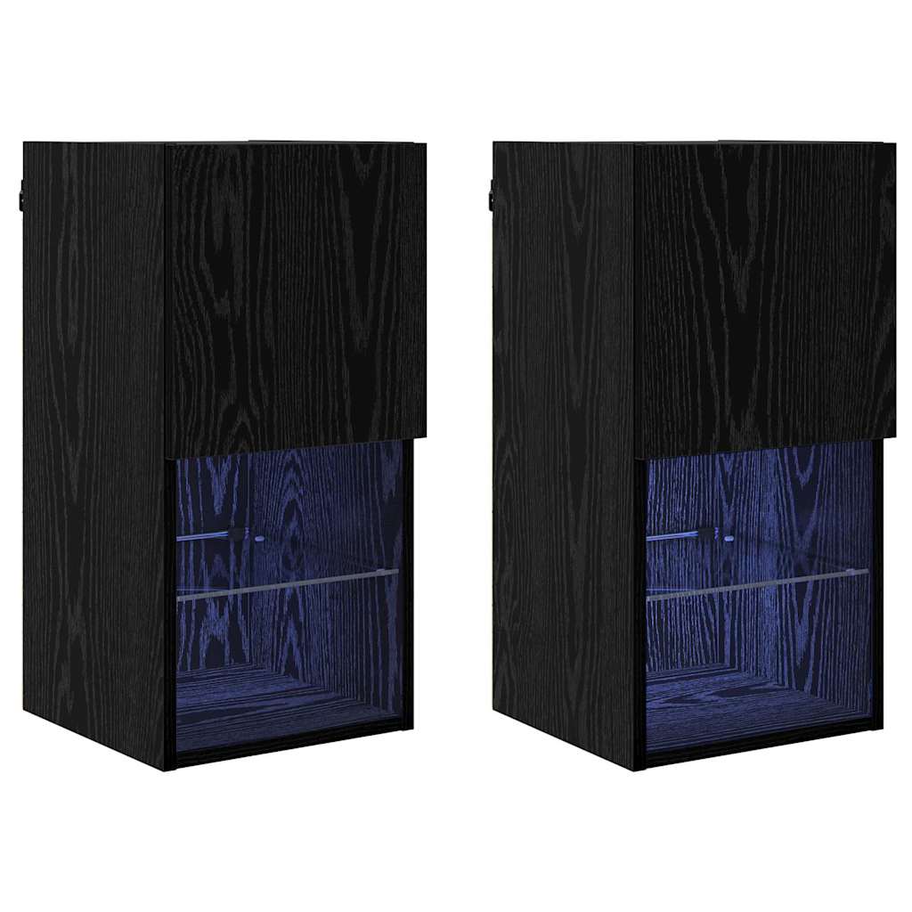 vidaXL Wall-mounted TV Cabinets 2 pcs Black Oak 30.5 x 30 x 60 cm