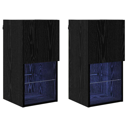 vidaXL Wall-mounted TV Cabinets 2 pcs Black Oak 30.5 x 30 x 60 cm