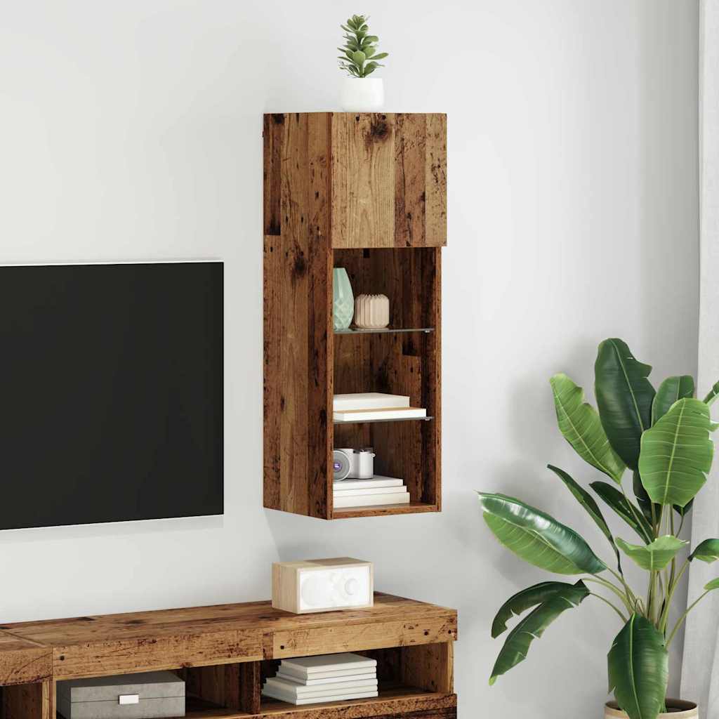 vidaXL Wall-mounted TV Cabinet with LED Old Wood 30.5 x 30 x 90 cm