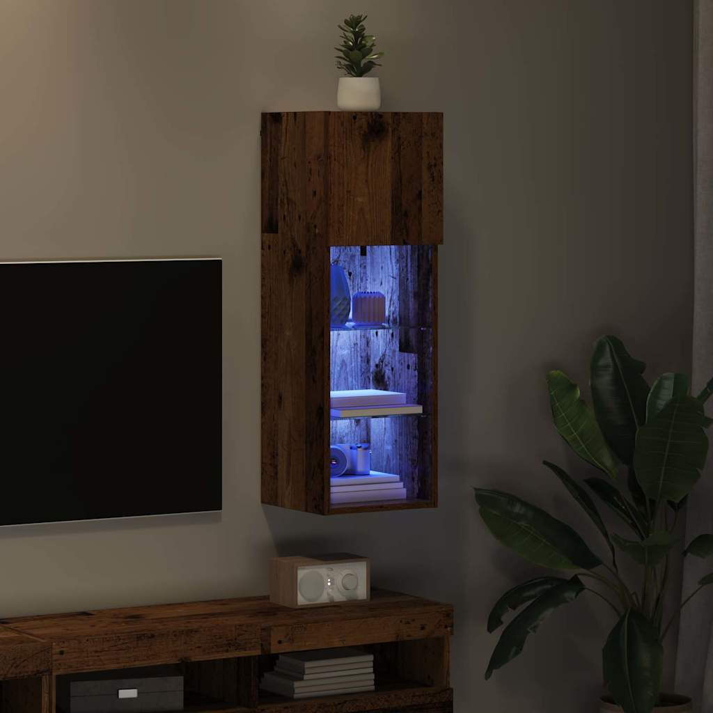 vidaXL Wall-mounted TV Cabinet with LED Old Wood 30.5 x 30 x 90 cm