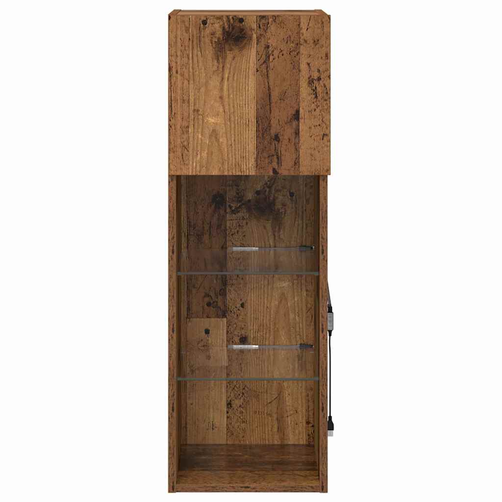 vidaXL Wall-mounted TV Cabinet with LED Old Wood 30.5 x 30 x 90 cm