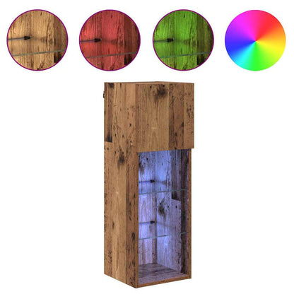 vidaXL Wall-mounted TV Cabinet with LED Old Wood 30.5 x 30 x 90 cm