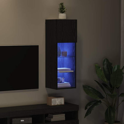vidaXL Wall-mounted TV Cabinet with LED Black Oak 30.5 x 30 x 90 cm