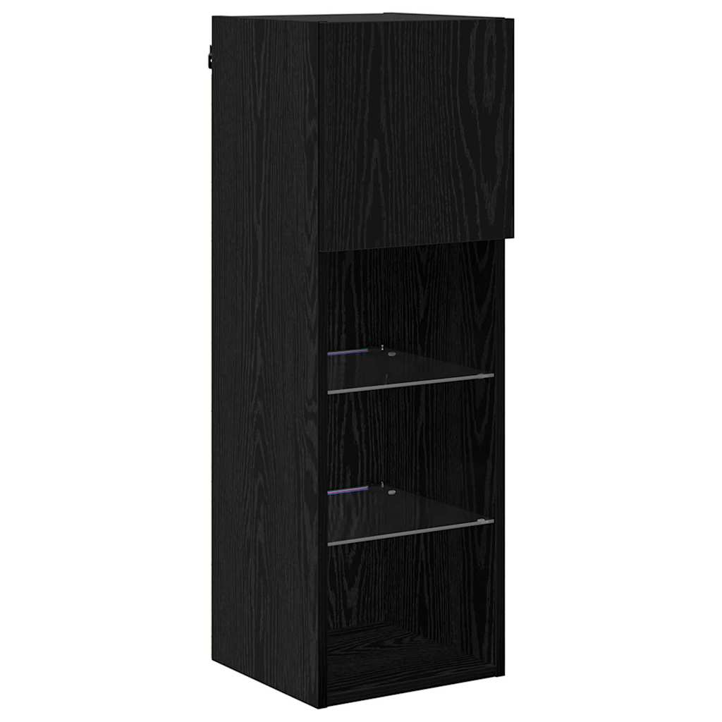 vidaXL Wall-mounted TV Cabinet with LED Black Oak 30.5 x 30 x 90 cm