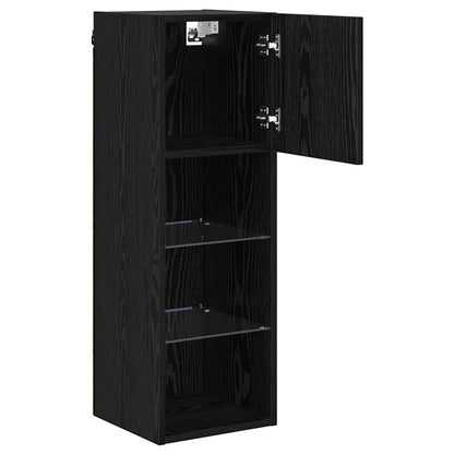 vidaXL Wall-mounted TV Cabinet with LED Black Oak 30.5 x 30 x 90 cm
