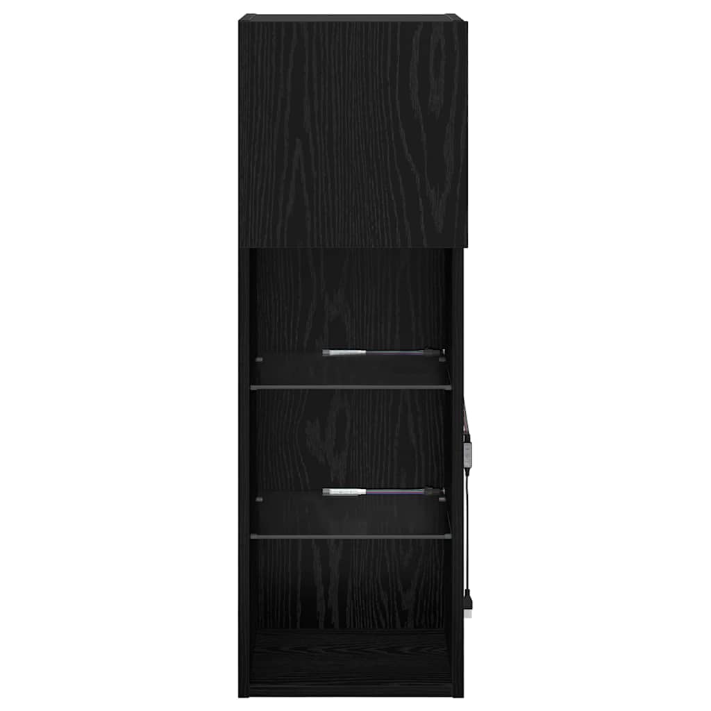 vidaXL Wall-mounted TV Cabinet with LED Black Oak 30.5 x 30 x 90 cm
