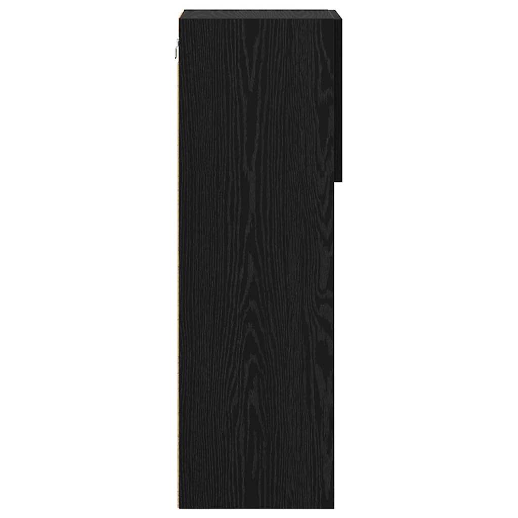 vidaXL Wall-mounted TV Cabinet with LED Black Oak 30.5 x 30 x 90 cm