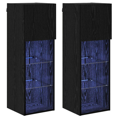 vidaXL Wall-mounted TV Cabinets 2 pcs Black Oak 30.5 x 30 x 90 cm