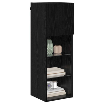 vidaXL Wall-mounted TV Cabinets 2 pcs Black Oak 30.5 x 30 x 90 cm