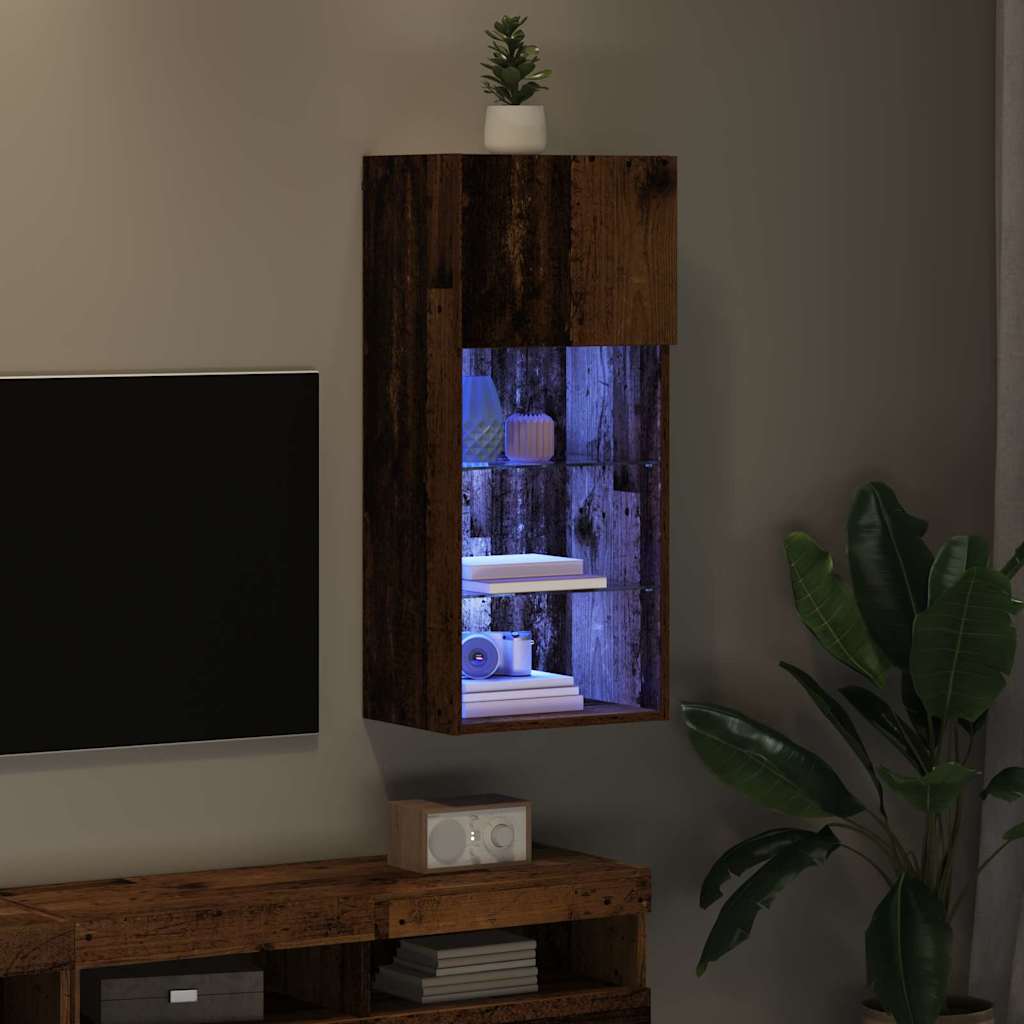 vidaXL Wall-mounted TV Cabinet with LED Old Wood 40.5 x 30 x 90 cm
