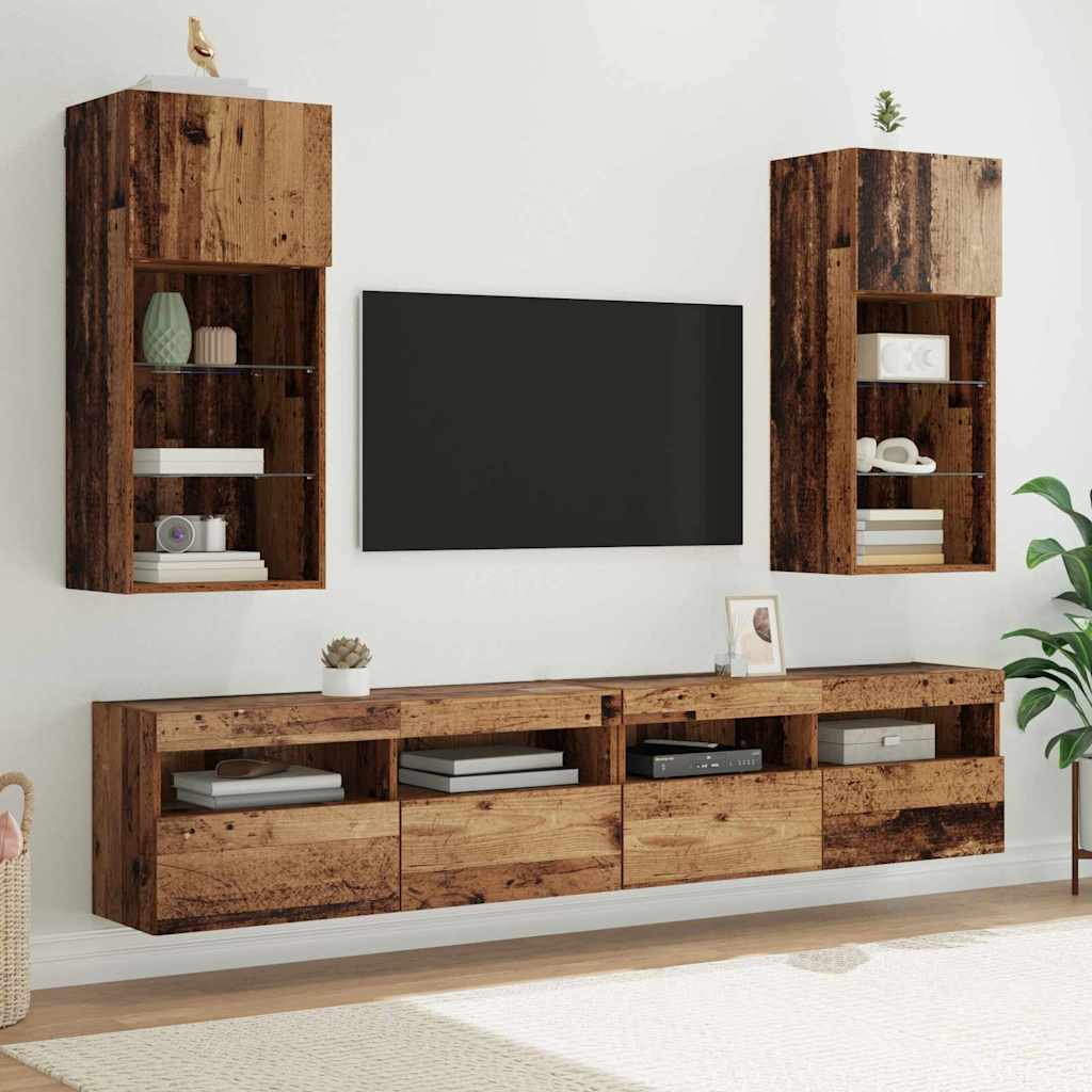 vidaXL Wall-mounted TV Cabinet with LED Old Wood 40.5 x 30 x 90 cm