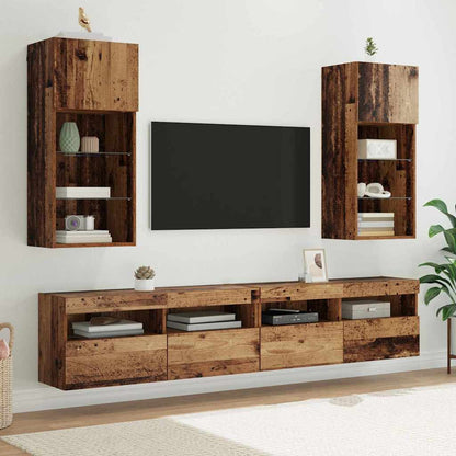 vidaXL Wall-mounted TV Cabinet with LED Old Wood 40.5 x 30 x 90 cm