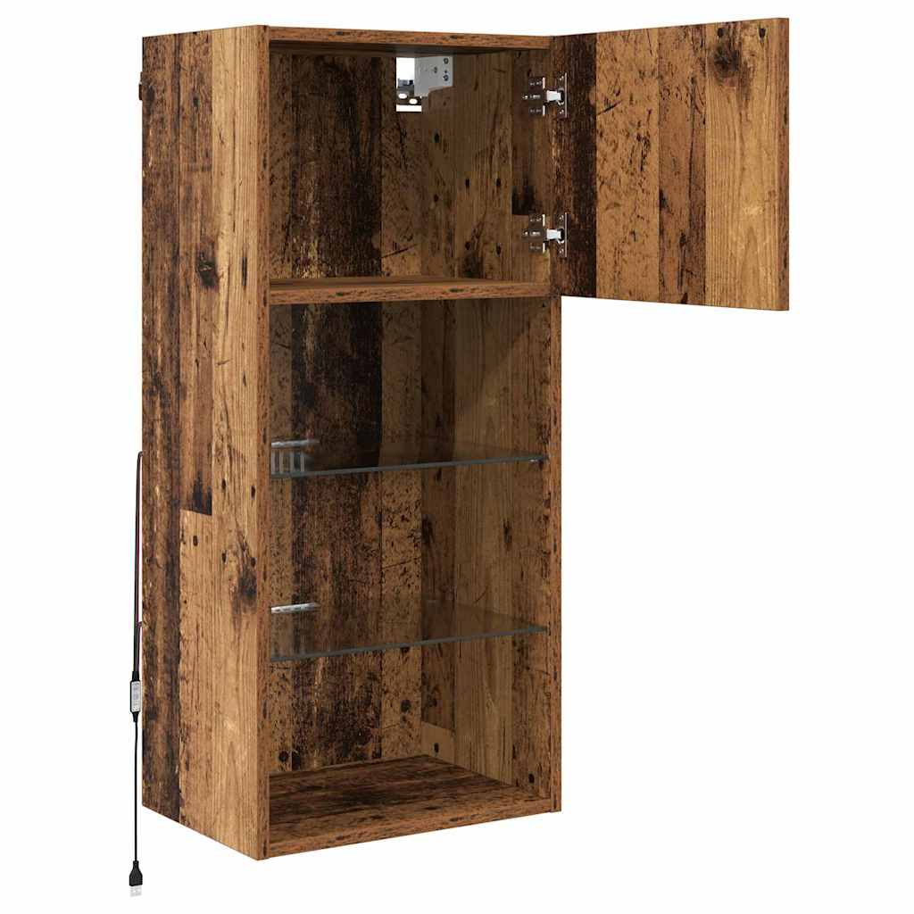 vidaXL Wall-mounted TV Cabinet with LED Old Wood 40.5 x 30 x 90 cm