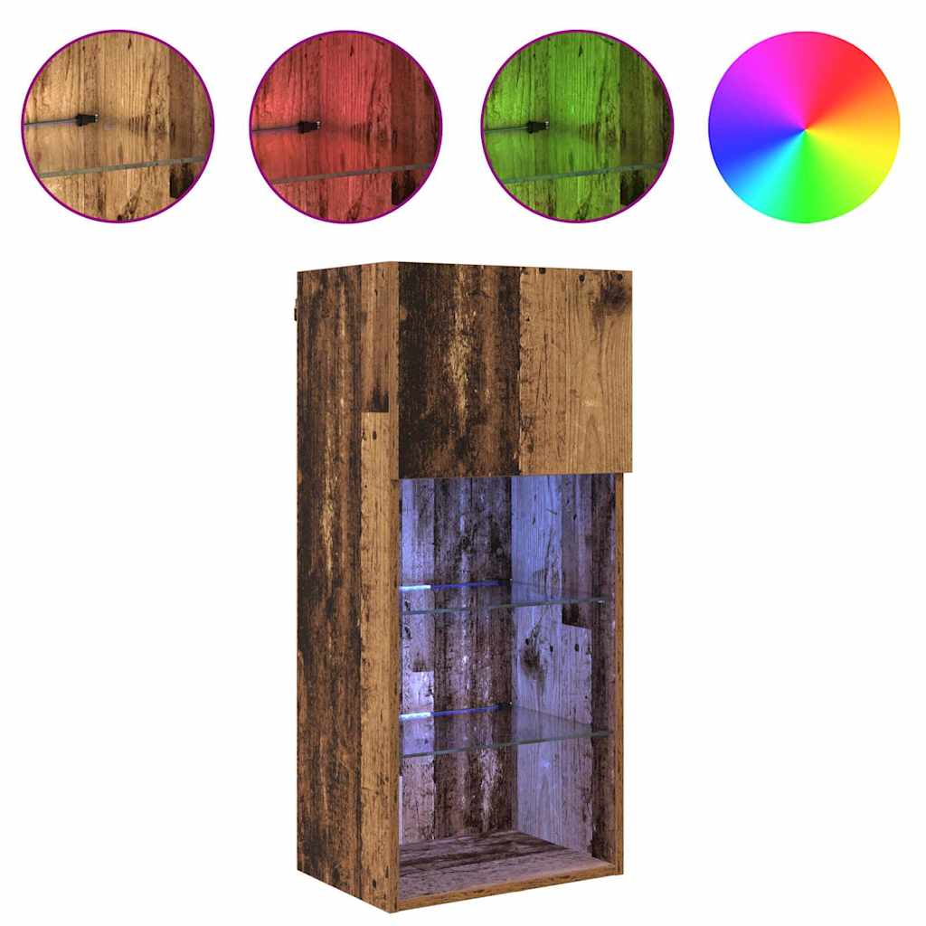 vidaXL Wall-mounted TV Cabinet with LED Old Wood 40.5 x 30 x 90 cm