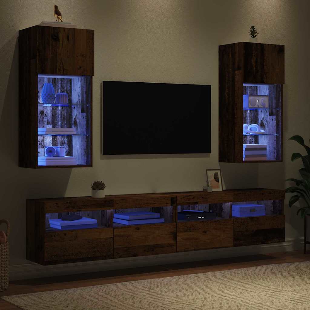 vidaXL Wall-mounted TV Cabinets 2 pcs Old Wood 40.5 x 30 x 90 cm