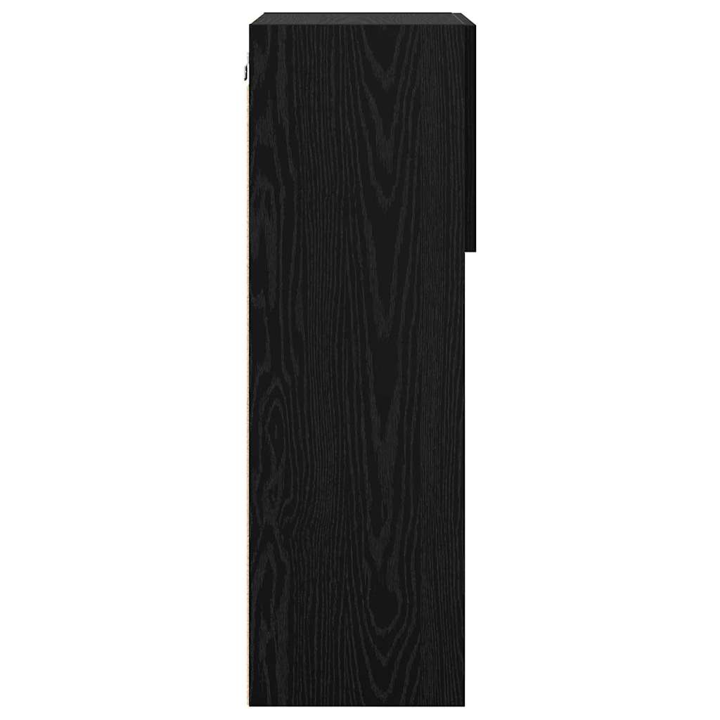 vidaXL Wall-mounted TV Cabinet with LED Black Oak 40.5 x 30 x 90 cm
