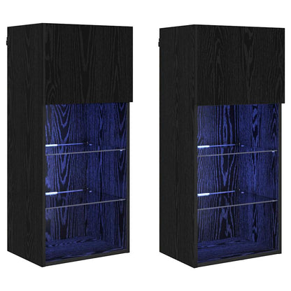 vidaXL Wall-mounted TV Cabinets 2 pcs Black Oak 40.5 x 30 x 90 cm