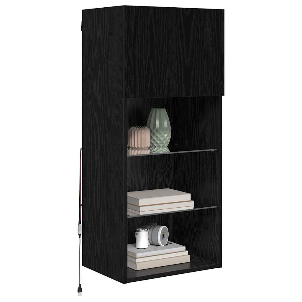 vidaXL Wall-mounted TV Cabinets 2 pcs Black Oak 40.5 x 30 x 90 cm