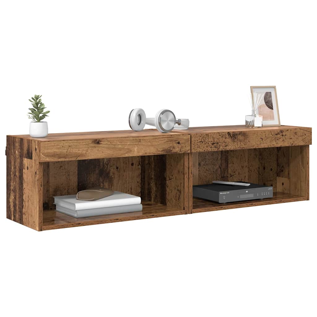 vidaXL TV Cabinet Set 2 pcs Old Wood 60 x 30 x 30 cm Engineered Wood