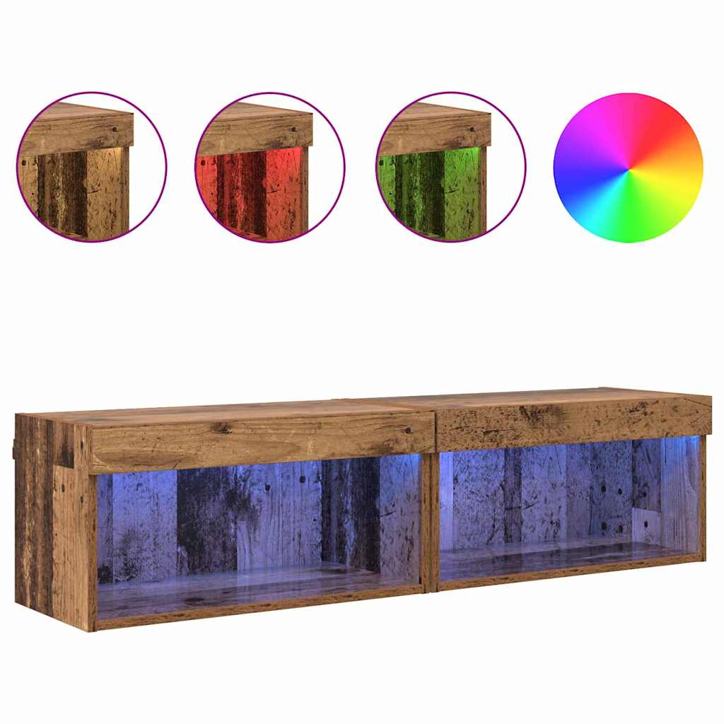 vidaXL TV Cabinet Set 2 pcs Old Wood 60 x 30 x 30 cm Engineered Wood