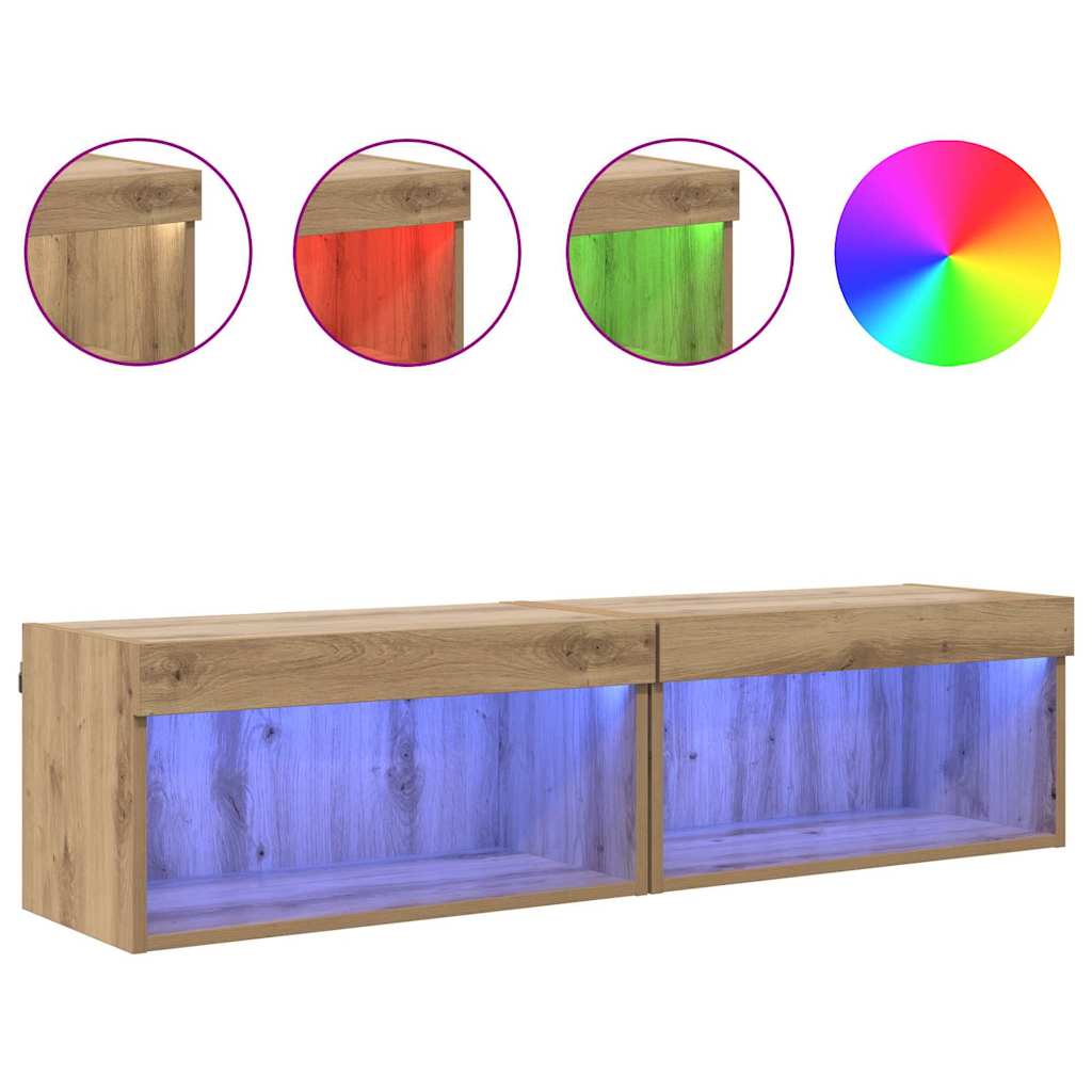 vidaXL TV Cabinet Set 2 pcs Artisan Oak Engineered Wood