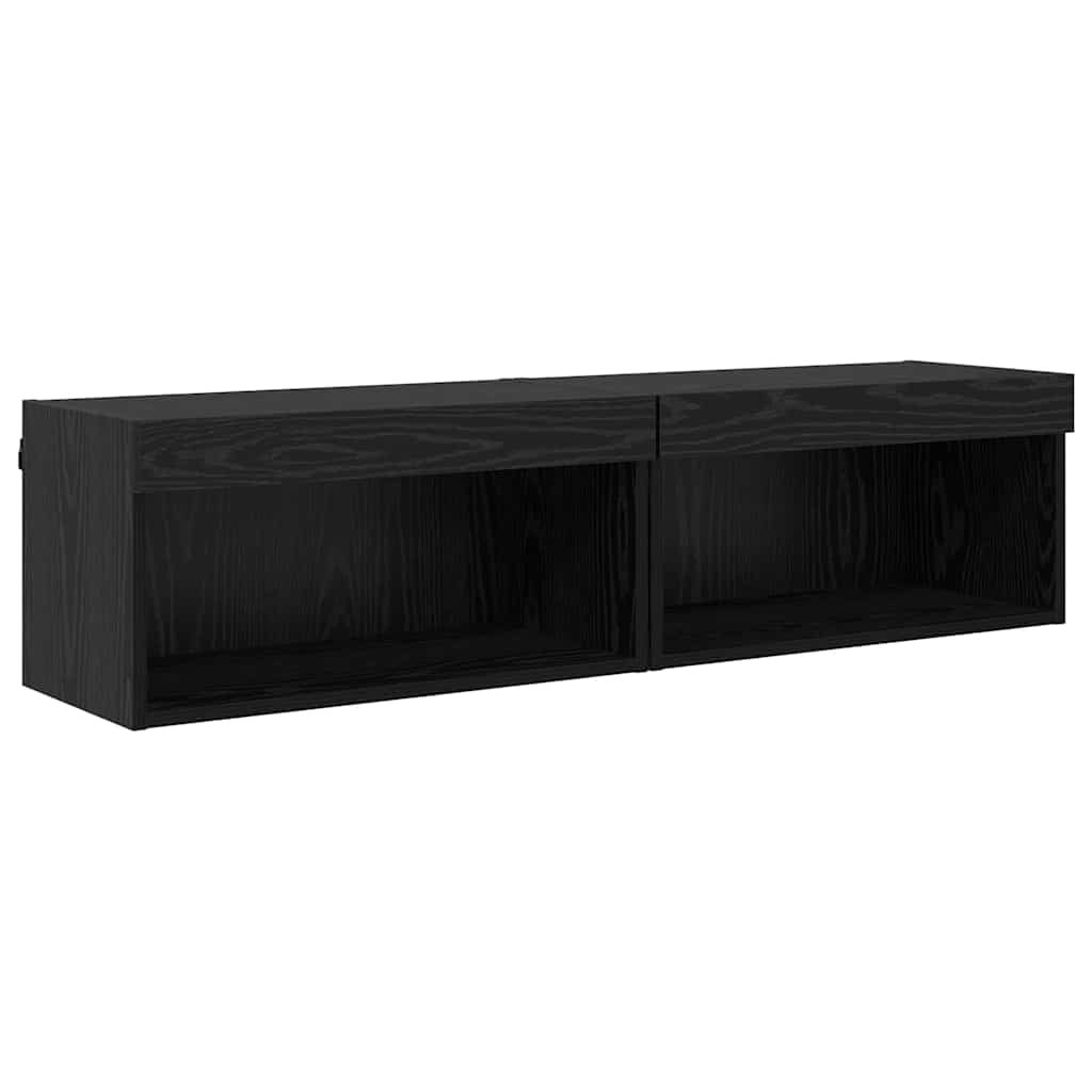 vidaXL TV Cabinet Set 2 pcs Black Oak 60 x 30 x 30 cm Engineered Wood