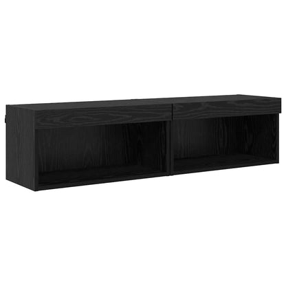 vidaXL TV Cabinet Set 2 pcs Black Oak 60 x 30 x 30 cm Engineered Wood