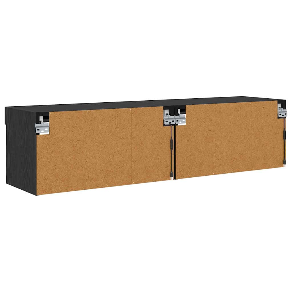 vidaXL TV Cabinet Set 2 pcs Black Oak 60 x 30 x 30 cm Engineered Wood