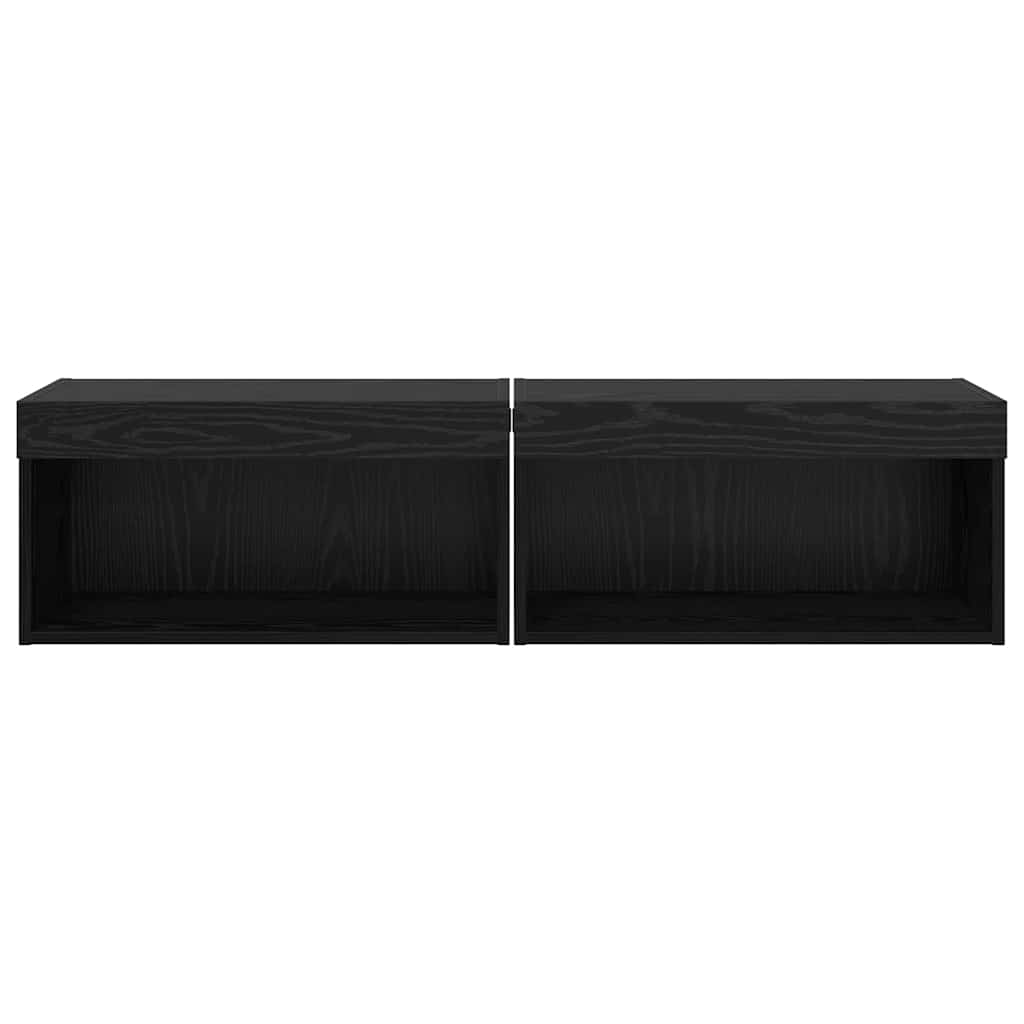 vidaXL TV Cabinet Set 2 pcs Black Oak 60 x 30 x 30 cm Engineered Wood