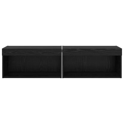 vidaXL TV Cabinet Set 2 pcs Black Oak 60 x 30 x 30 cm Engineered Wood