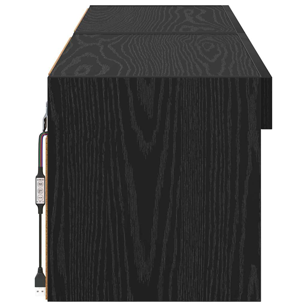 vidaXL TV Cabinet Set 2 pcs Black Oak 60 x 30 x 30 cm Engineered Wood