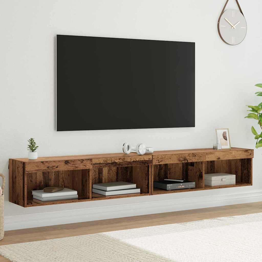 vidaXL TV Cabinet Set 2 pcs Old Wood 100 x 30 x 30 cm Engineered Wood